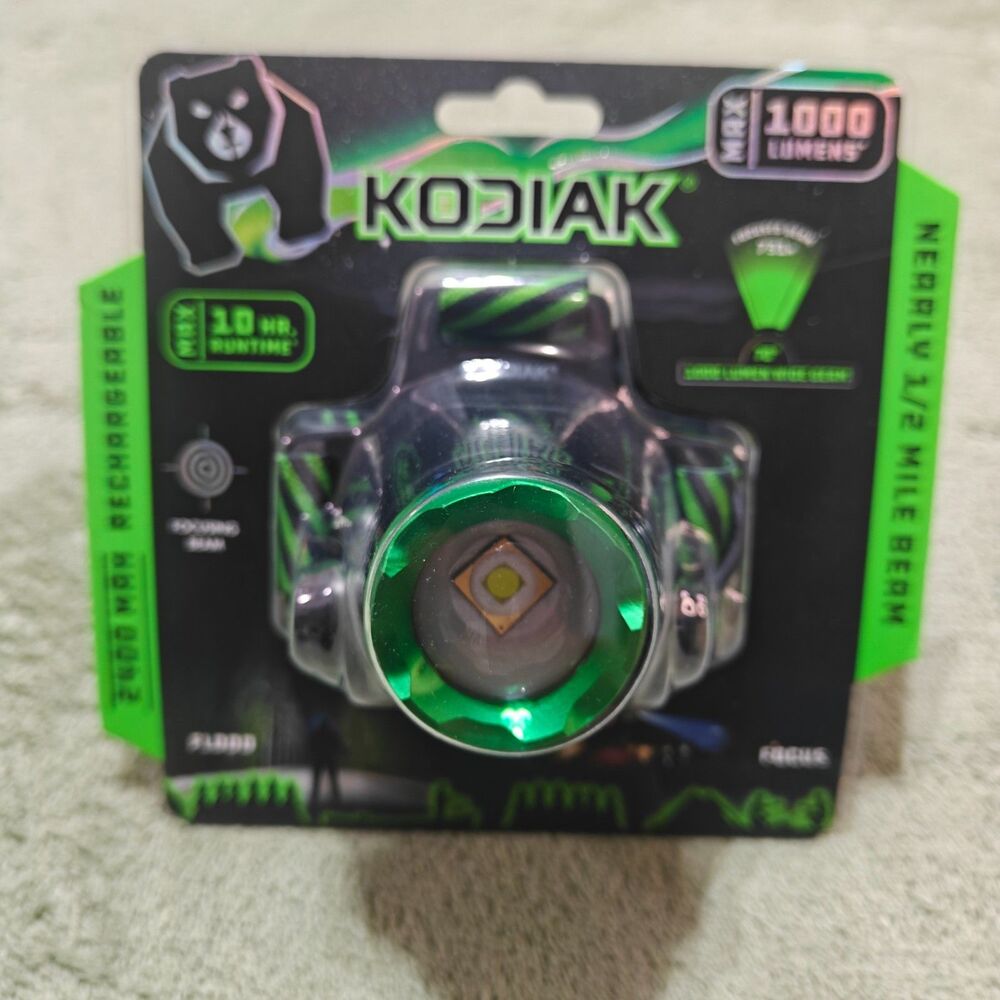 KODIAK 1000 Lumen Rechargeable Headlamp  LED Head Lamps with Push